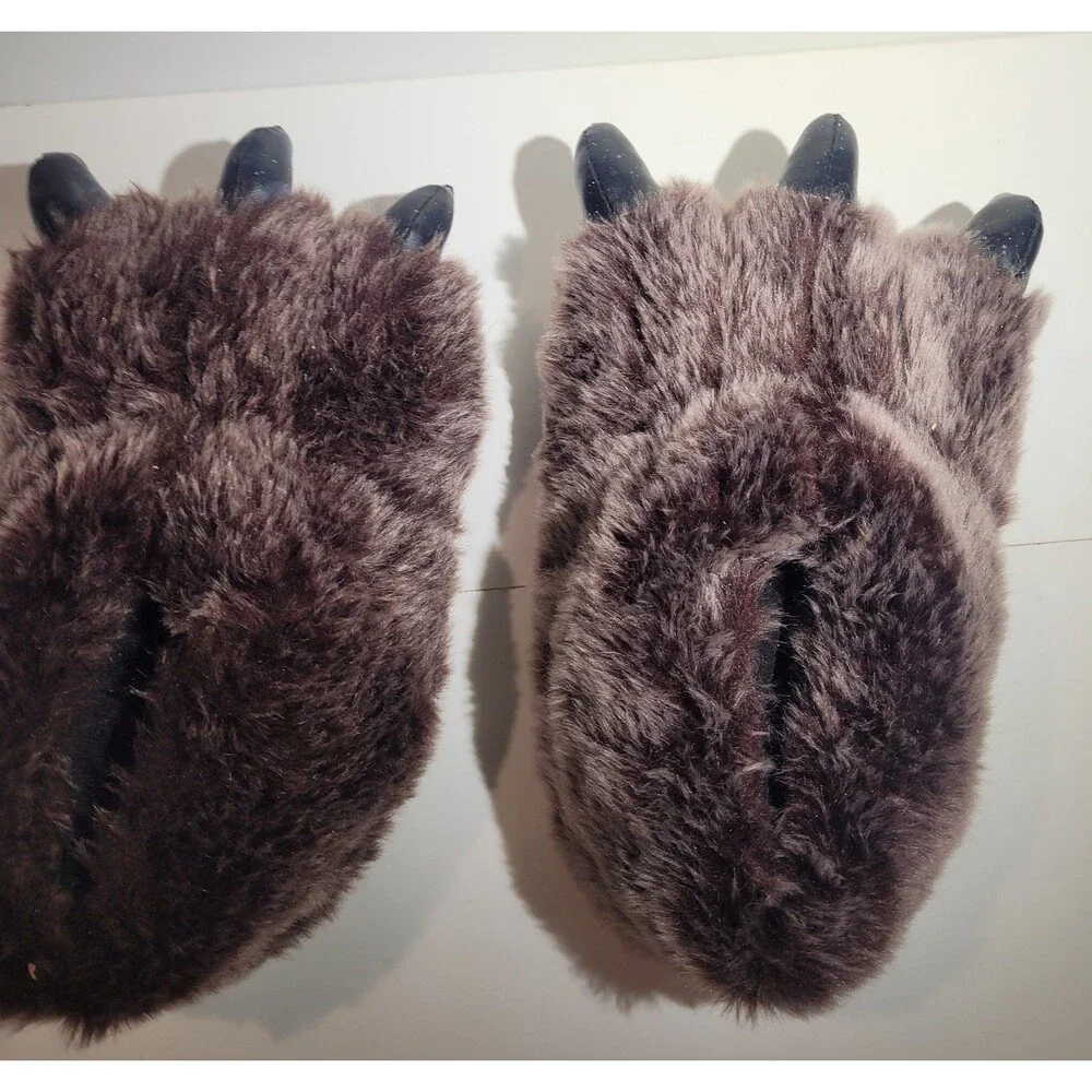 George Plush Brown Bear Paw Slippers Claw House Shoes – Size S/M #103